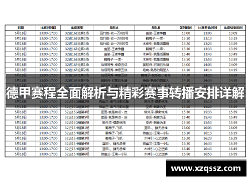 德甲赛程全面解析与精彩赛事转播安排详解